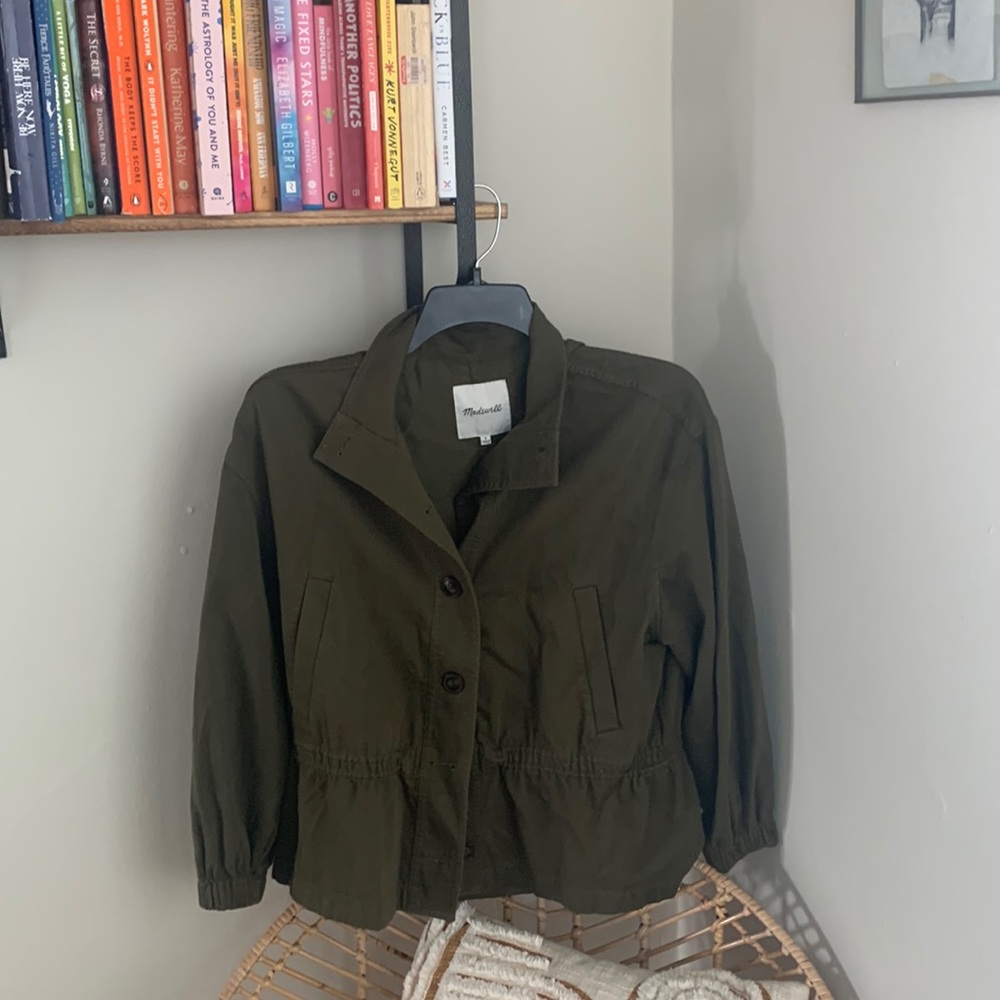 Madewell cropped army green jacket